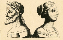 Bustes féminin et masculin, vue de profil.