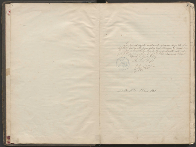 Délibérations du conseil municipal. 15 mai 1891-27 août 1905