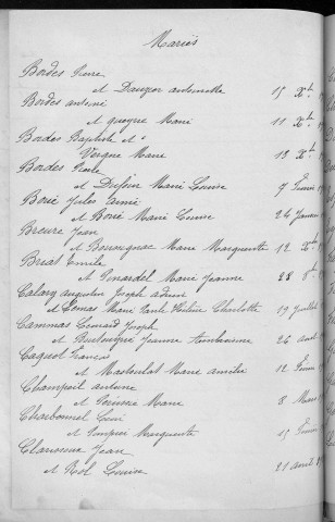 Tables décennales des mariages (1913-1922)