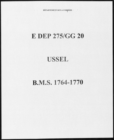 Baptêmes, mariages, sépultures (1764-1770)