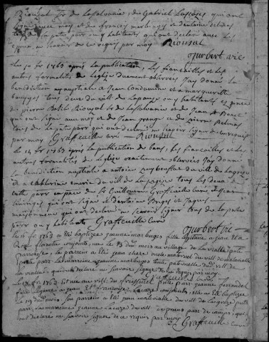 Baptêmes, mariages, sépultures (1763-1782)