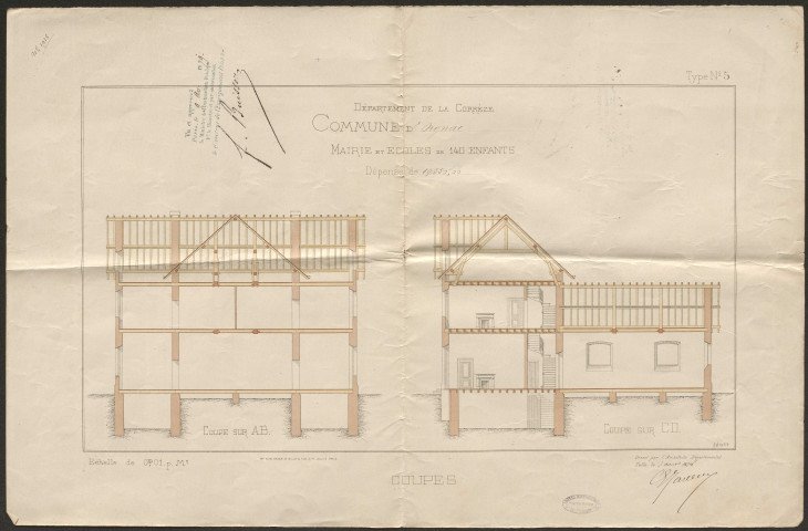 Maison d'école et école au hameau des Fombiardes.