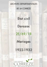 Mariages (1922-1932).