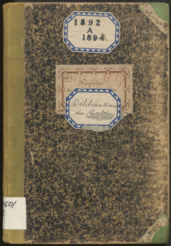 Délibérations du conseil municipal. 03 janvier 1892-24 octobre 1894