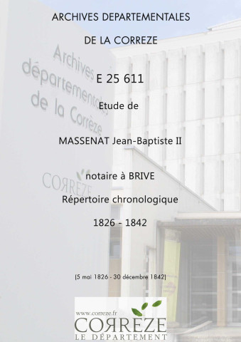 Répertoire chronologique : 5 mai 1826-30 décembre 1842