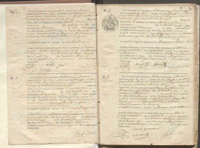 Naissances, mariages, décès (1848-1852)