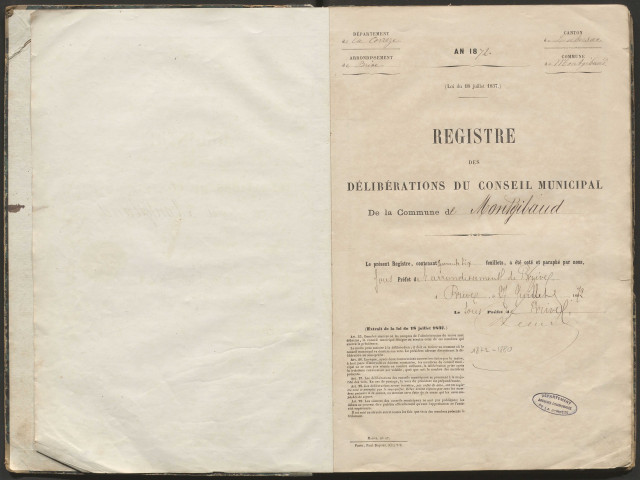 Délibérations du conseil municipal. 17 novembre 1872-16 mai 1880