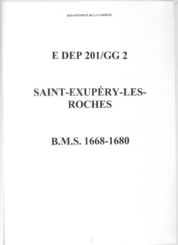 Baptêmes, mariages, sépultures (1668-1680)