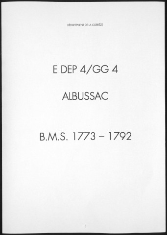 Baptêmes, mariages, sépultures (1773-1792)