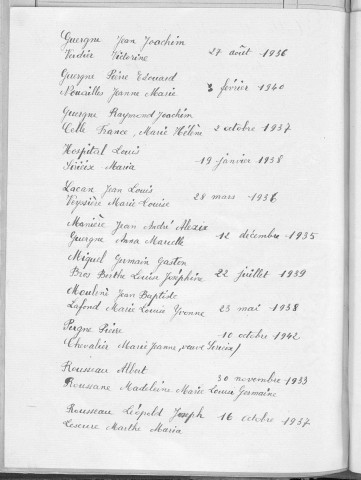 Tables décennales des mariages (1933-1942)