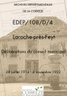 Délibérations du conseil municipal. 28 juillet 1912-04 novembre 1922