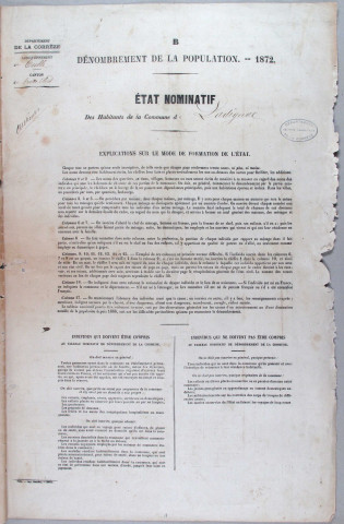 Population : listes nominatives. 1872-1936