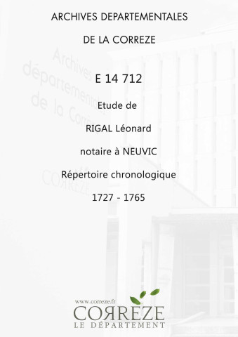 Répertoire chronologique : 1727-1765