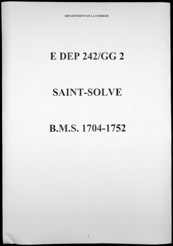 Baptêmes, mariages et sépultures (1704-1752)