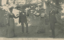 Folklore : "Scène du Centre - 20 - La bourrée en Limousin". cliché pris lors du concours de chabrette de Juillac en 1906.