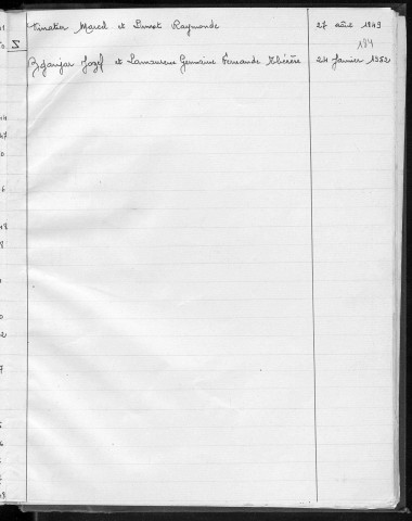 Tables décennales des mariages (1943-1952)
