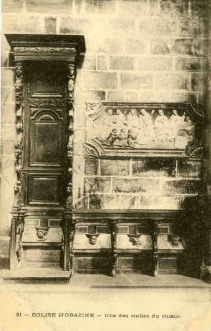 "21 - Eglise d'Obazine. L'Eglise - Une des stalles du choeur".
