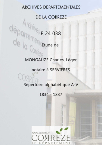 Répertoire alphabétique : A-V