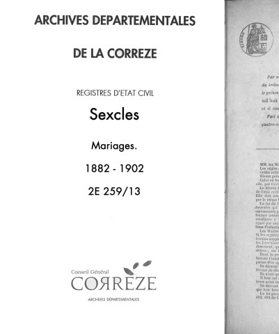 Mariages (1882-1902)