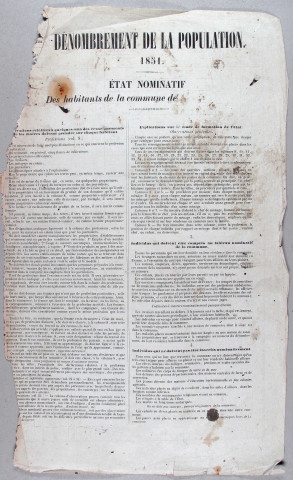 Population : listes nominatives. 1851-1876