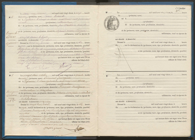 Décès (1922-1932).