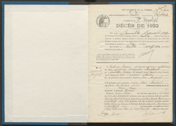 Décès (1922-1932).
