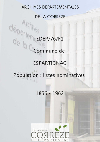 Population : listes nominatives (1856-1962), mouvements de population (1888-1895), feuille récapitulative de la population de la commune (1954).