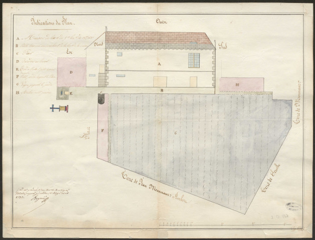 Eglise. Presbytère. Cimetière ; concessions. Mairie. Ruines d'un ancien château.