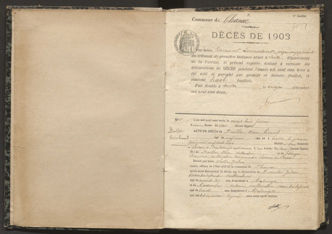 Décès (1903-1921).