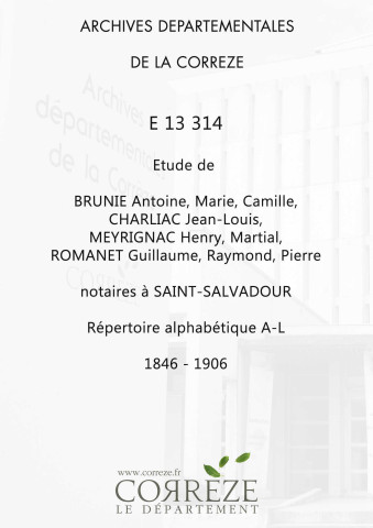 Répertoire alphabétique : A-L
