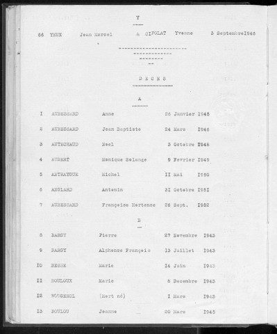 Tables décennales des décès (1943-1952)