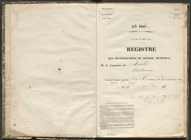 Délibérations du conseil municipal. 19 mai 1850-3 novembre 1861