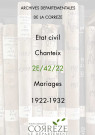 Mariages (1922-1932).