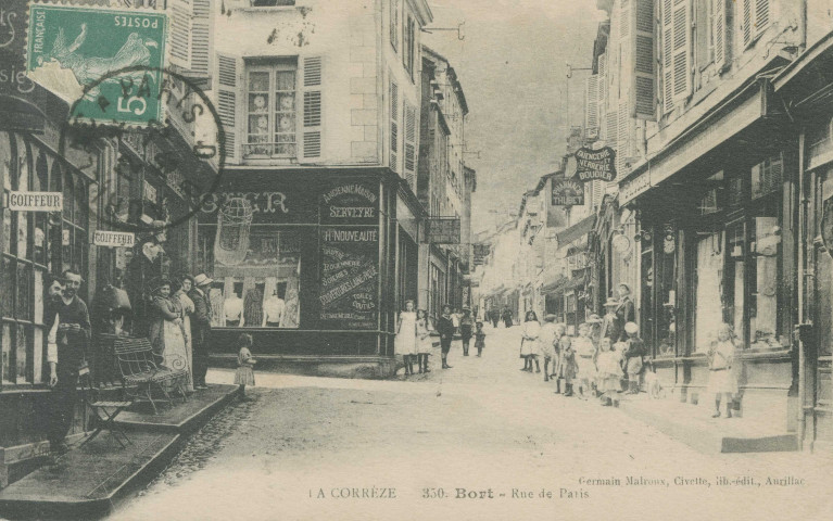 Bort-les-Orgues : "La Corrèze - 350. Bort - Rue de Paris".