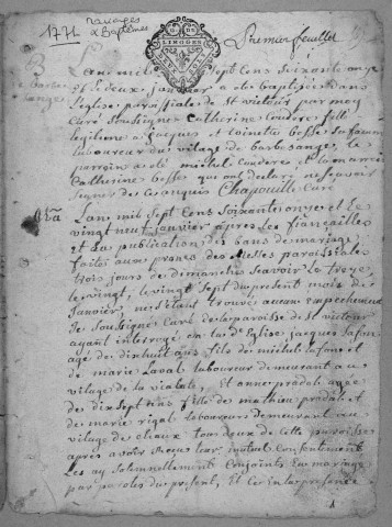 Baptêmes, mariages et sépultures (1770-1779)