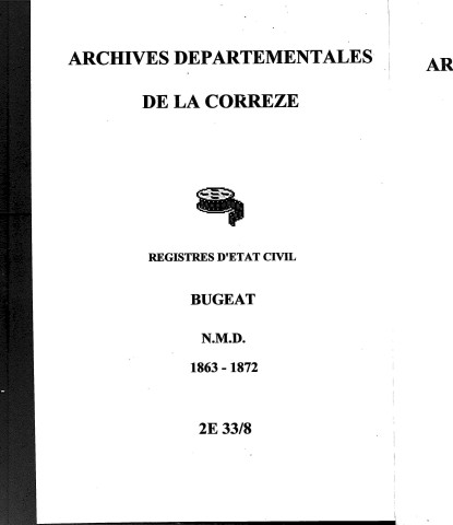 Naissances, mariages, décès (1863-1872)