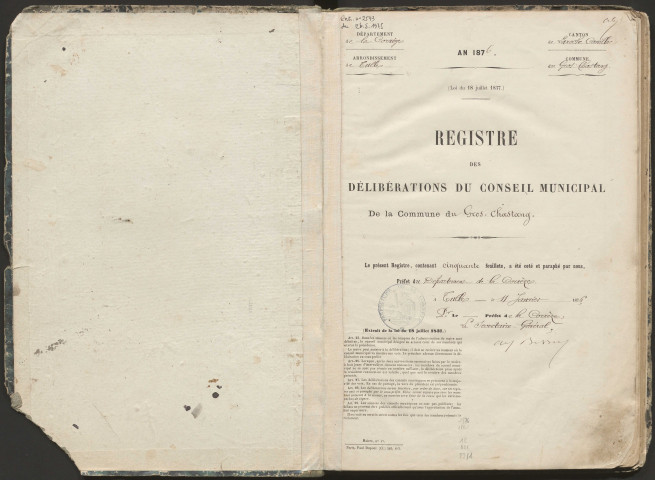 Délibérations du conseil municipal. 16 janvier 1876-27 juin 1880