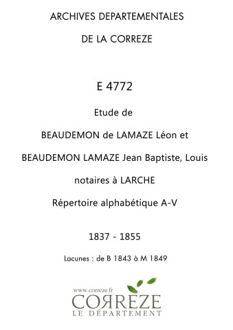 Répertoire alphabétique : A-V