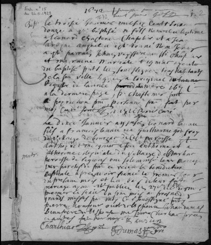 Baptêmes, mariages, sépultures (1672-1707)