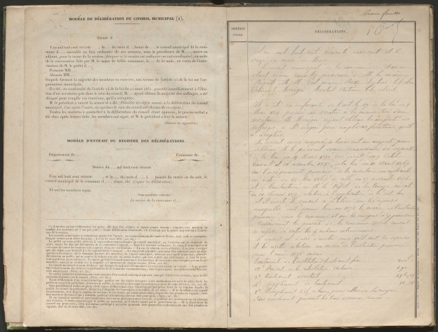 Délibérations du conseil municipal. 11 mars 1877-07 octobre 1883
