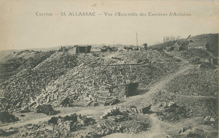 Allassac : "Corrèze - 24 - Allassac, vue d'ensemble des carrières d'ardoises".