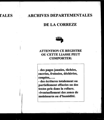 Naissances, mariages, décès (1833-1842)