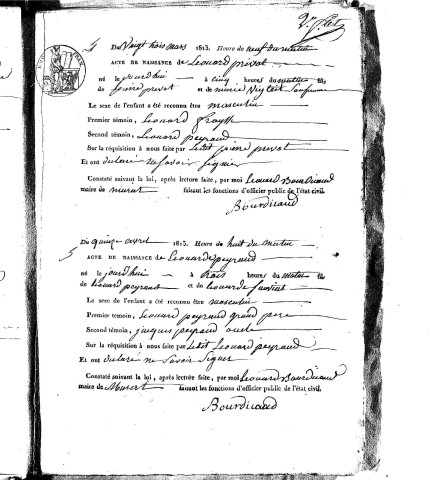 Naissances, mariages, décès (1813-1822)