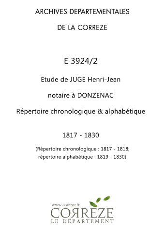 Répertoire chronologique et alphabétique : 1817-1830