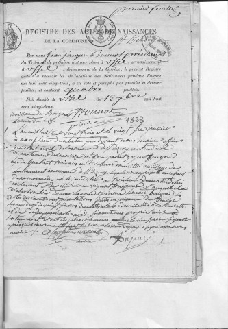 Naissances, mariages, décès (1823-1832)