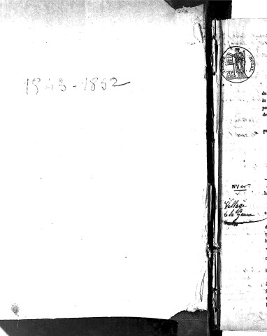 Naissances, mariages, décès (1843-1852)