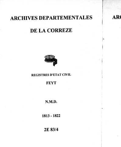 Naissances, mariages, décès (1813-1822)