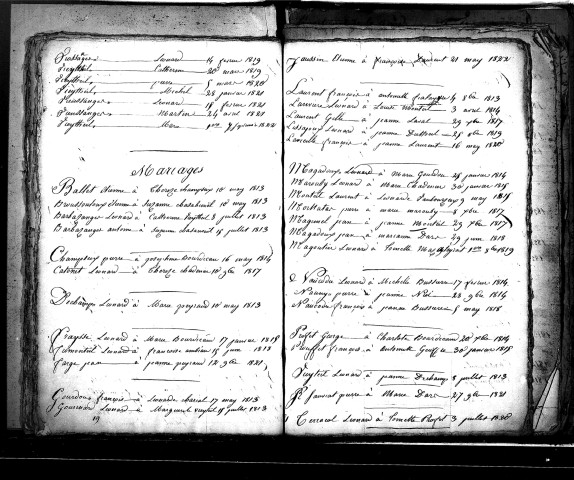 Tables décennales des mariages (1813-1822)