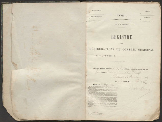 Délibérations du conseil municipal. 31 mai 1875-08 août 1886