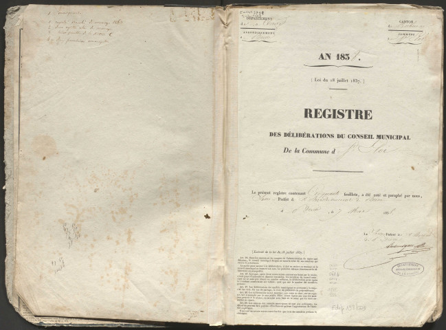 Délibérations du conseil municipal. 22 mai 1838-17 mai 1868